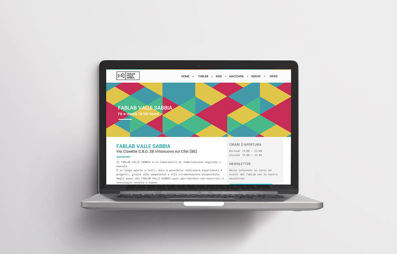 Homepage del sito web del FabLab Valle Sabbia