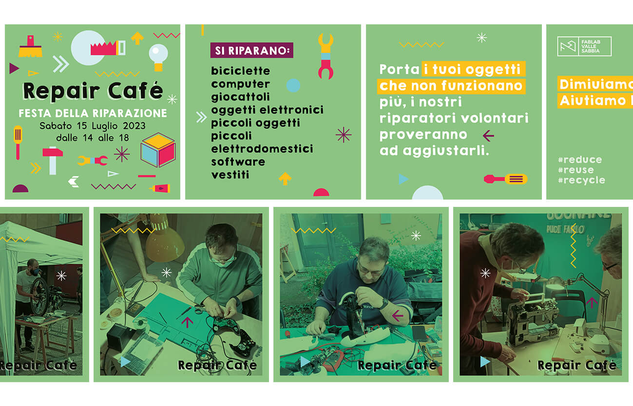 Grafica per post social per promuovere il Café Repair