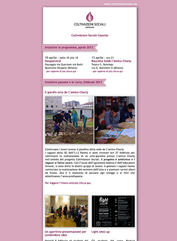 Newsletter per Coltivazioni Sociali Urbane